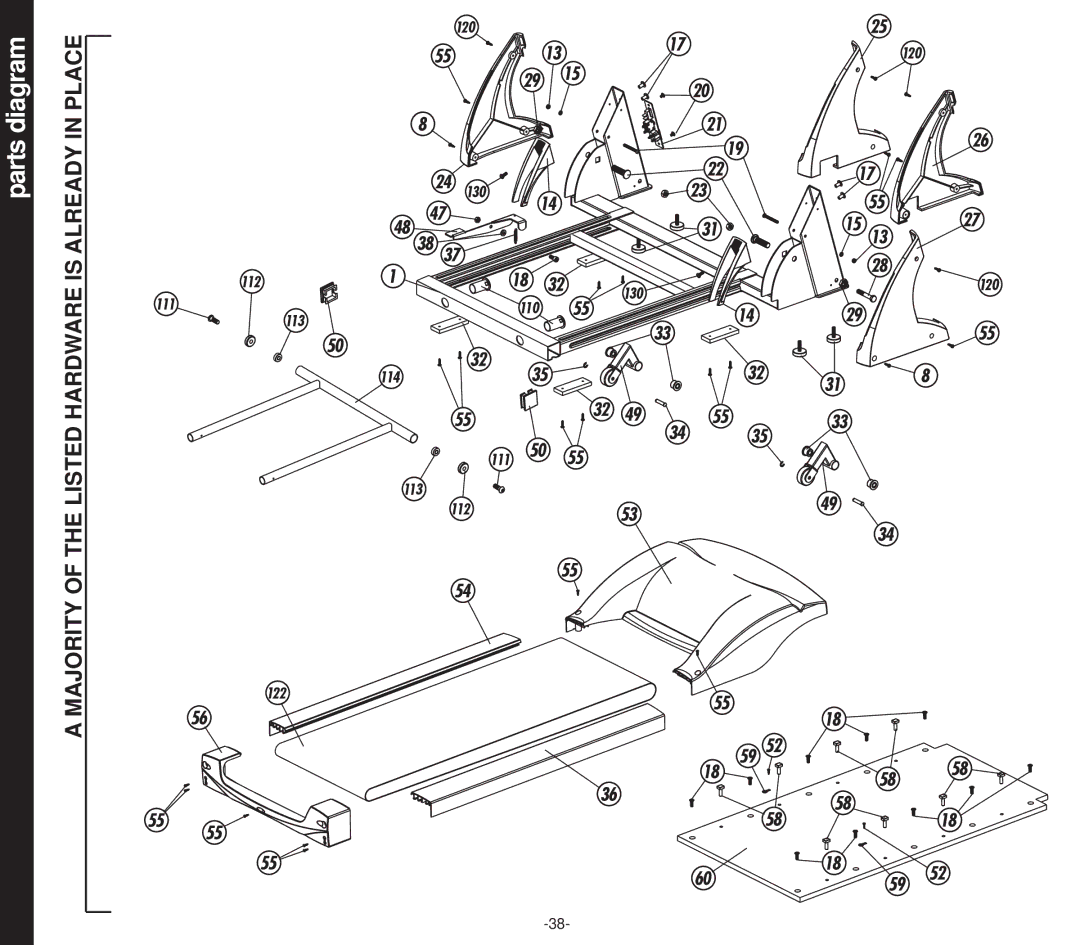 Smooth Fitness EVO 2CD owner manual Majority of the Listed Hardware is Already in Place 