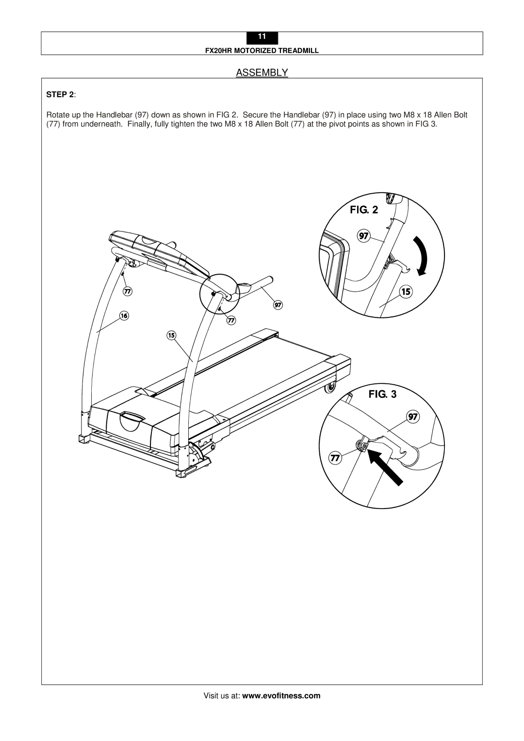 Smooth Fitness FX20HR user manual Assembly 