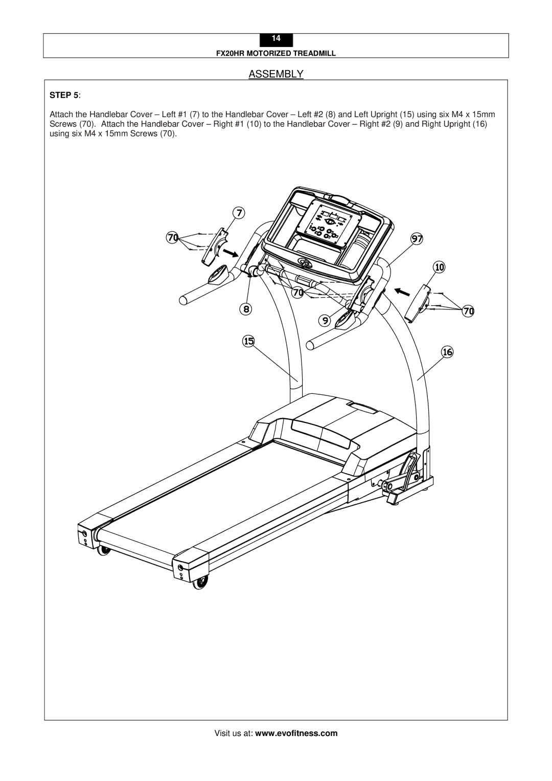 Smooth Fitness FX20HR user manual Assembly 