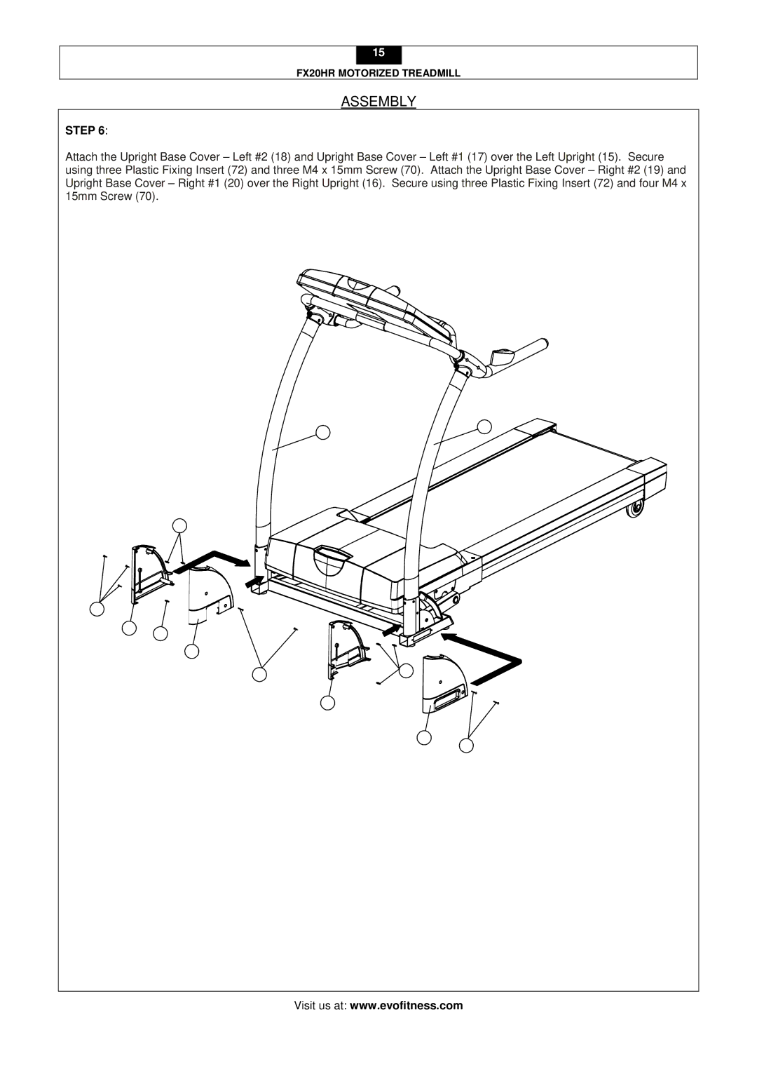 Smooth Fitness FX20HR user manual Assembly 