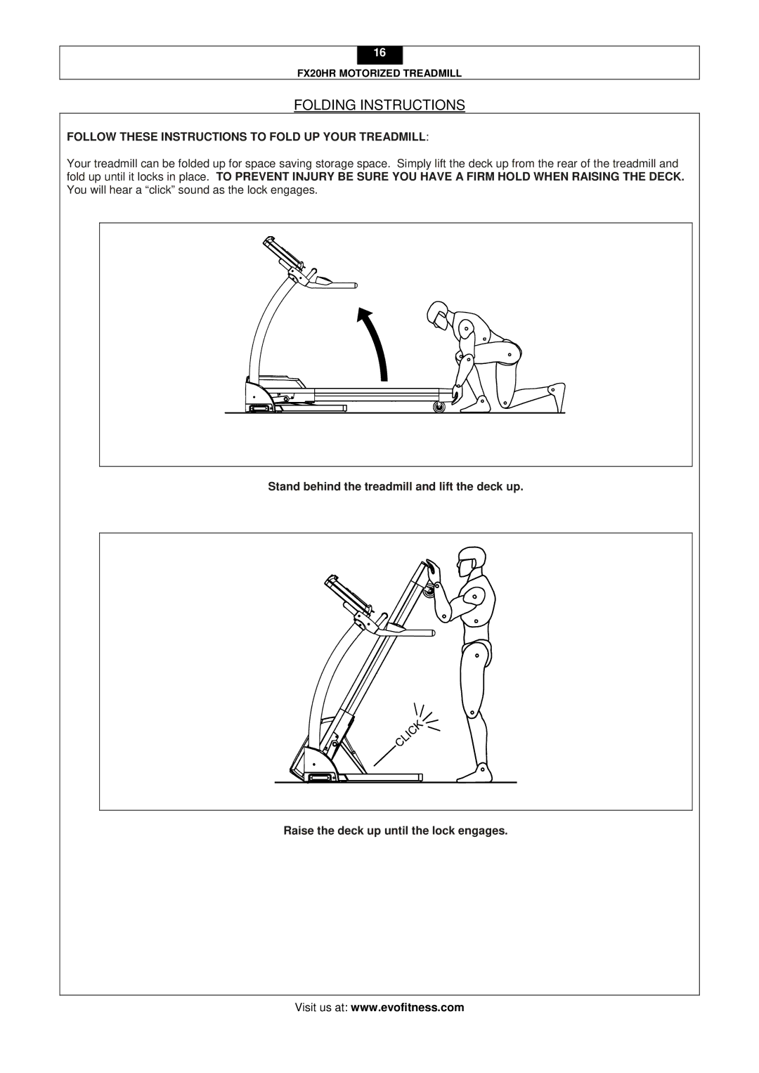 Smooth Fitness FX20HR user manual Folding Instructions, Follow These Instructions to Fold UP Your Treadmill 