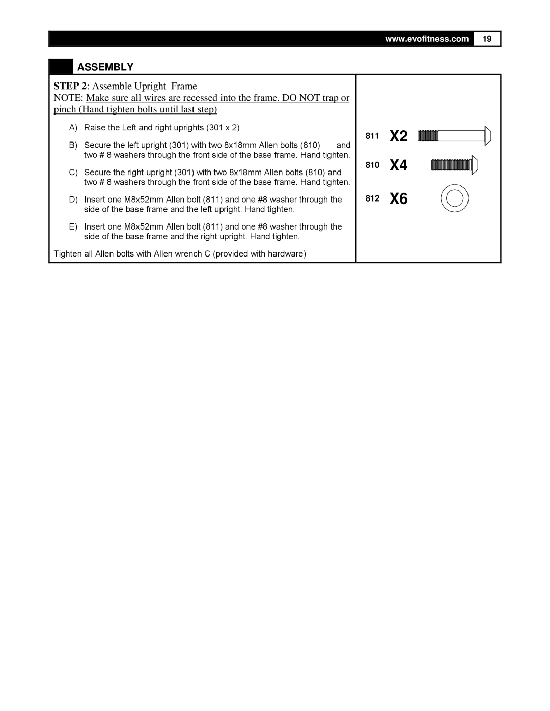 Smooth Fitness FX25 user manual Assembly, 811 