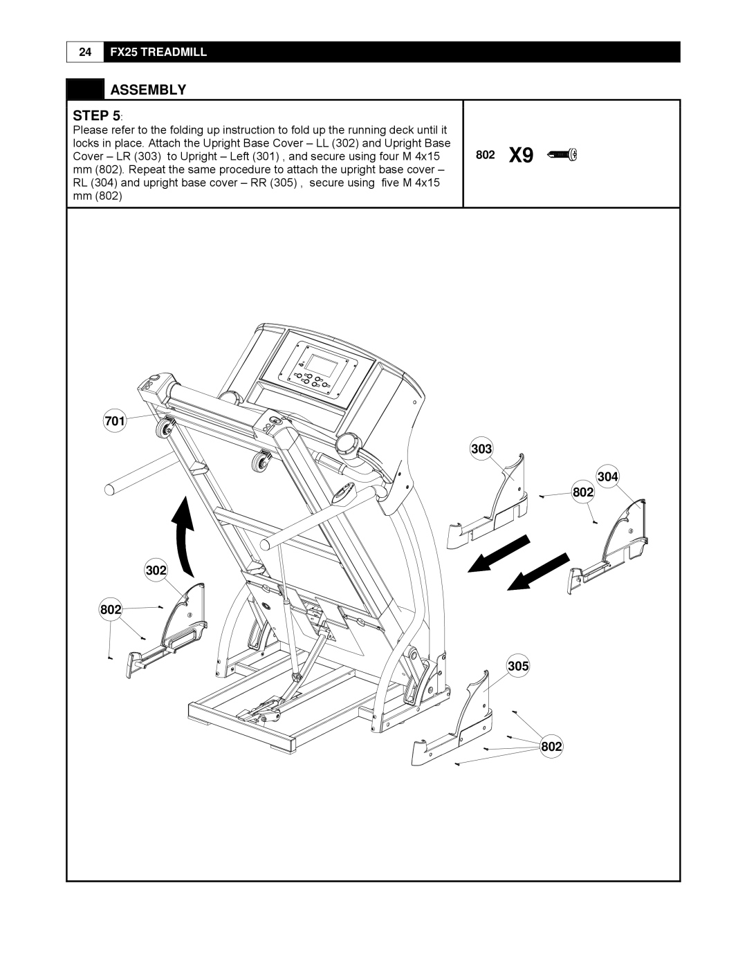 Smooth Fitness FX25 user manual Step, 802 