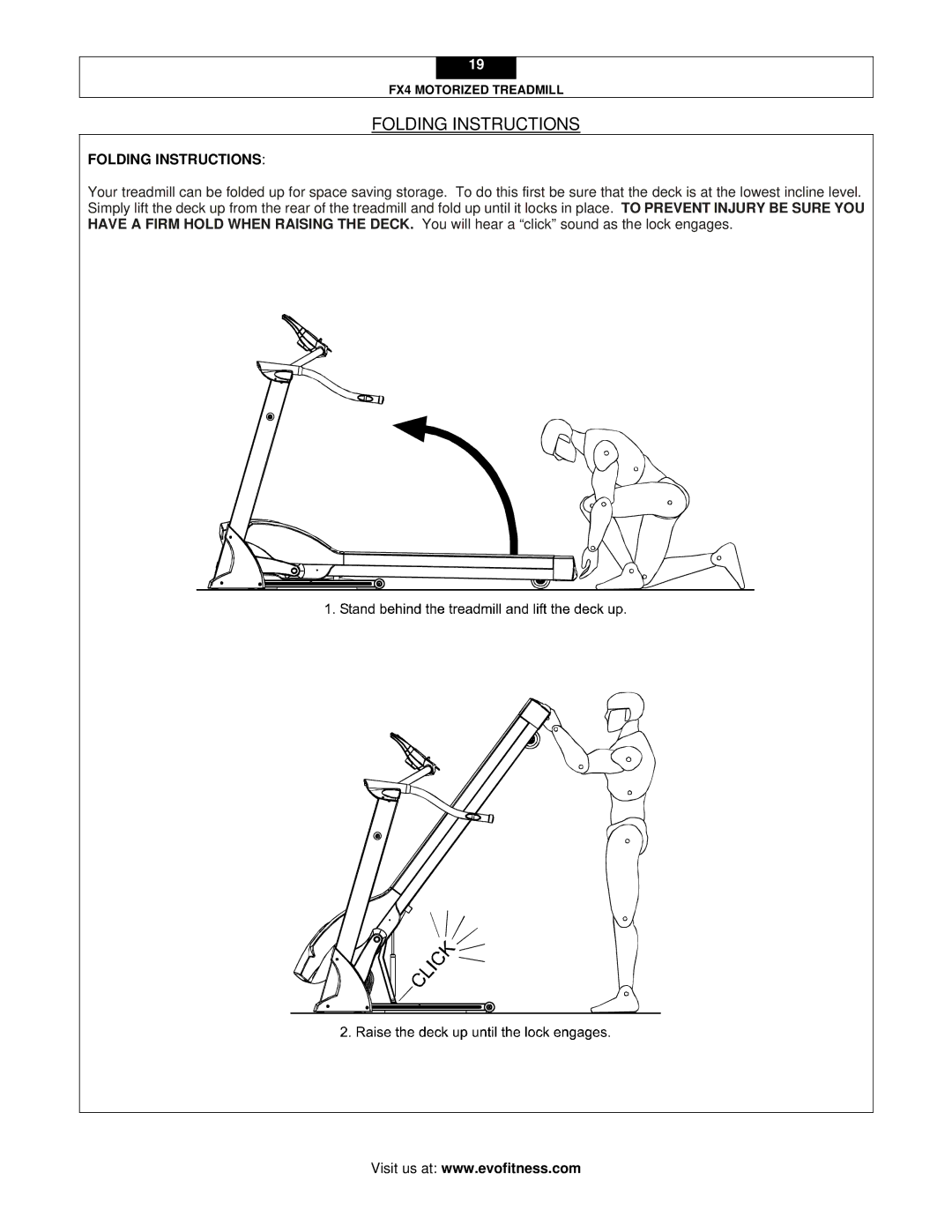 Smooth Fitness FX4 user manual Folding Instructions 