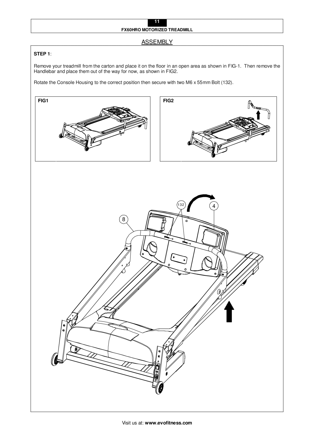 Smooth Fitness FX60HRO user manual Assembly, Step 