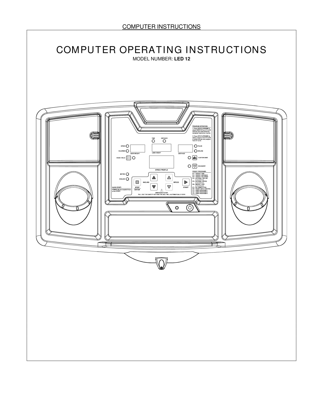 Smooth Fitness LED 12 operating instructions Computer Operating Instructions 