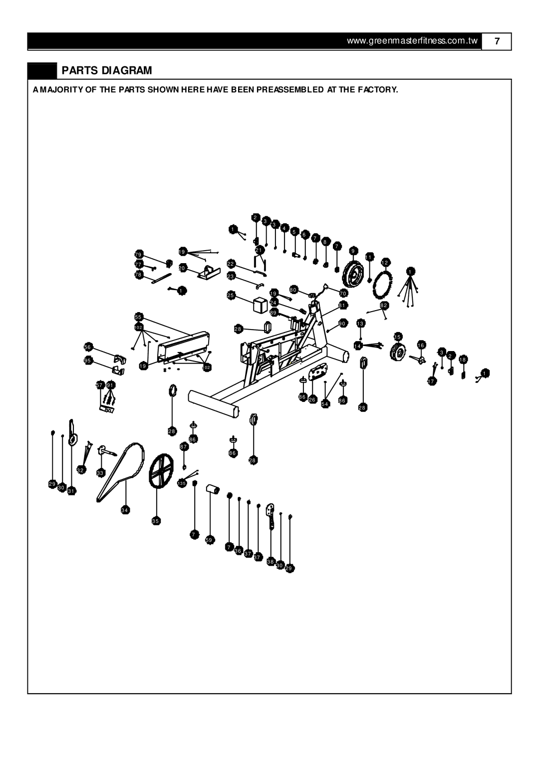 Smooth Fitness RB5 user manual Parts Diagram 