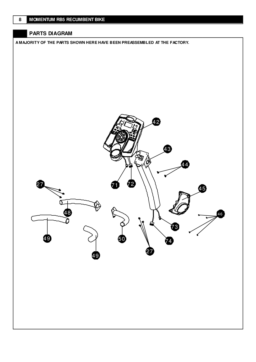 Smooth Fitness RB5 user manual Parts Diagram 