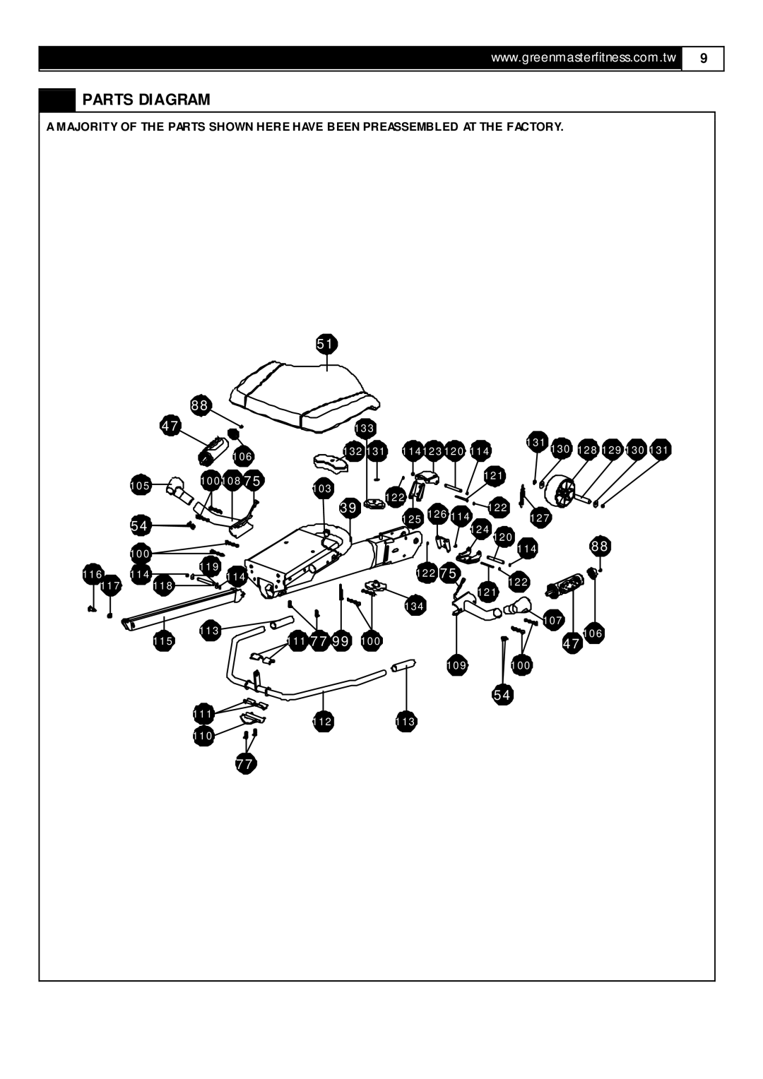 Smooth Fitness RB5 user manual Parts Diagram 