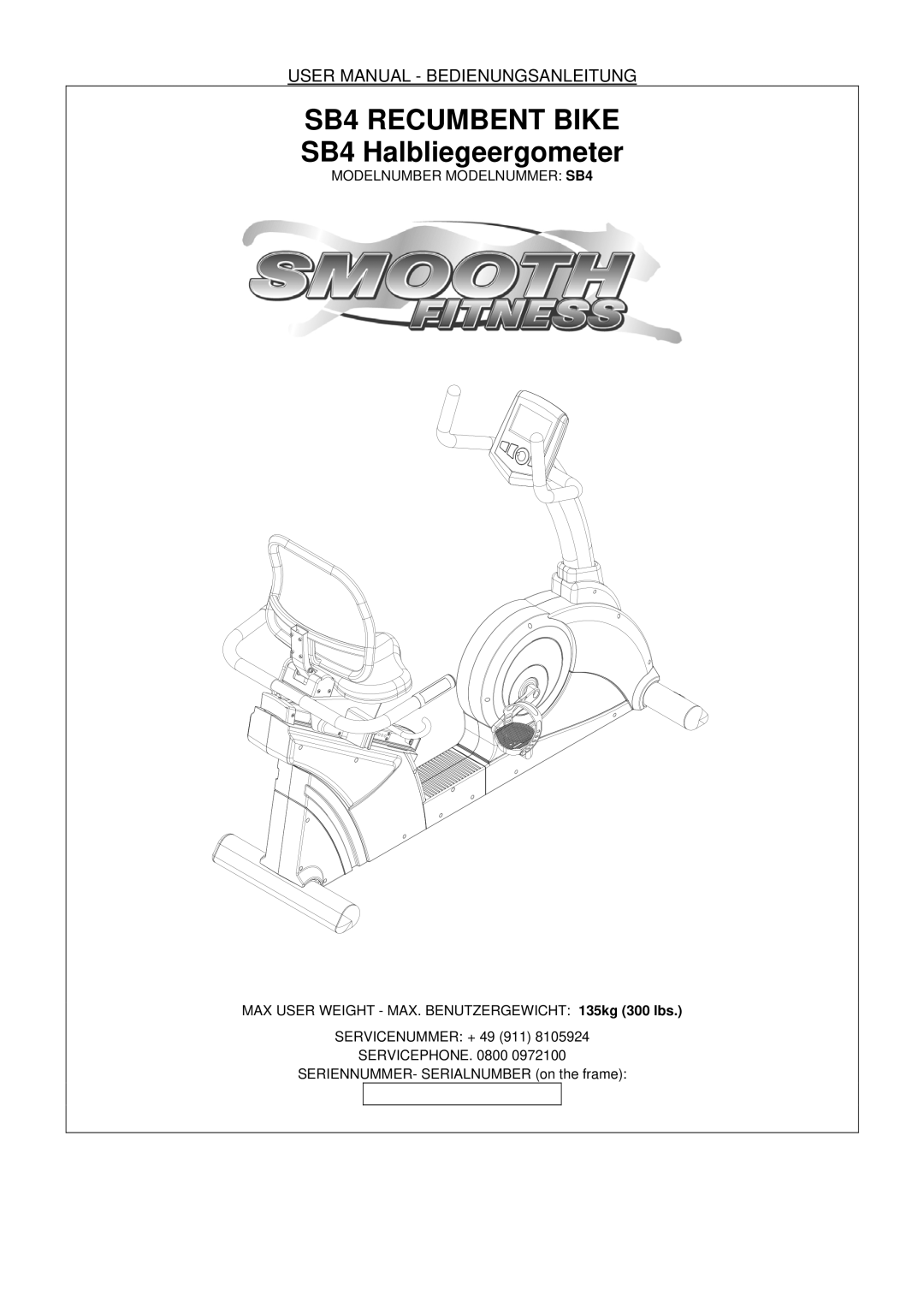 Smooth Fitness user manual SB4 Recumbent Bike 