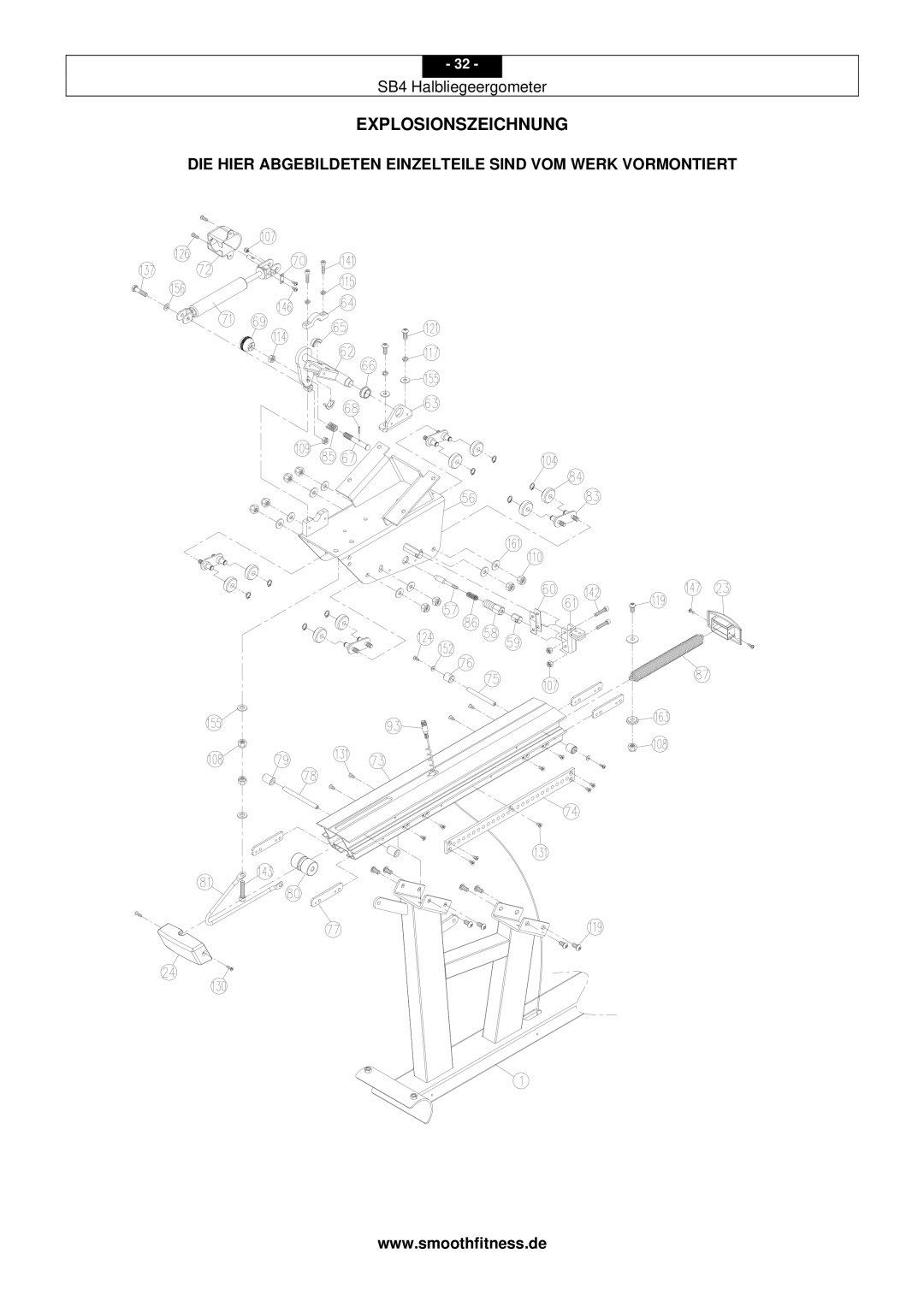 Smooth Fitness SB4 user manual Explosionszeichnung 