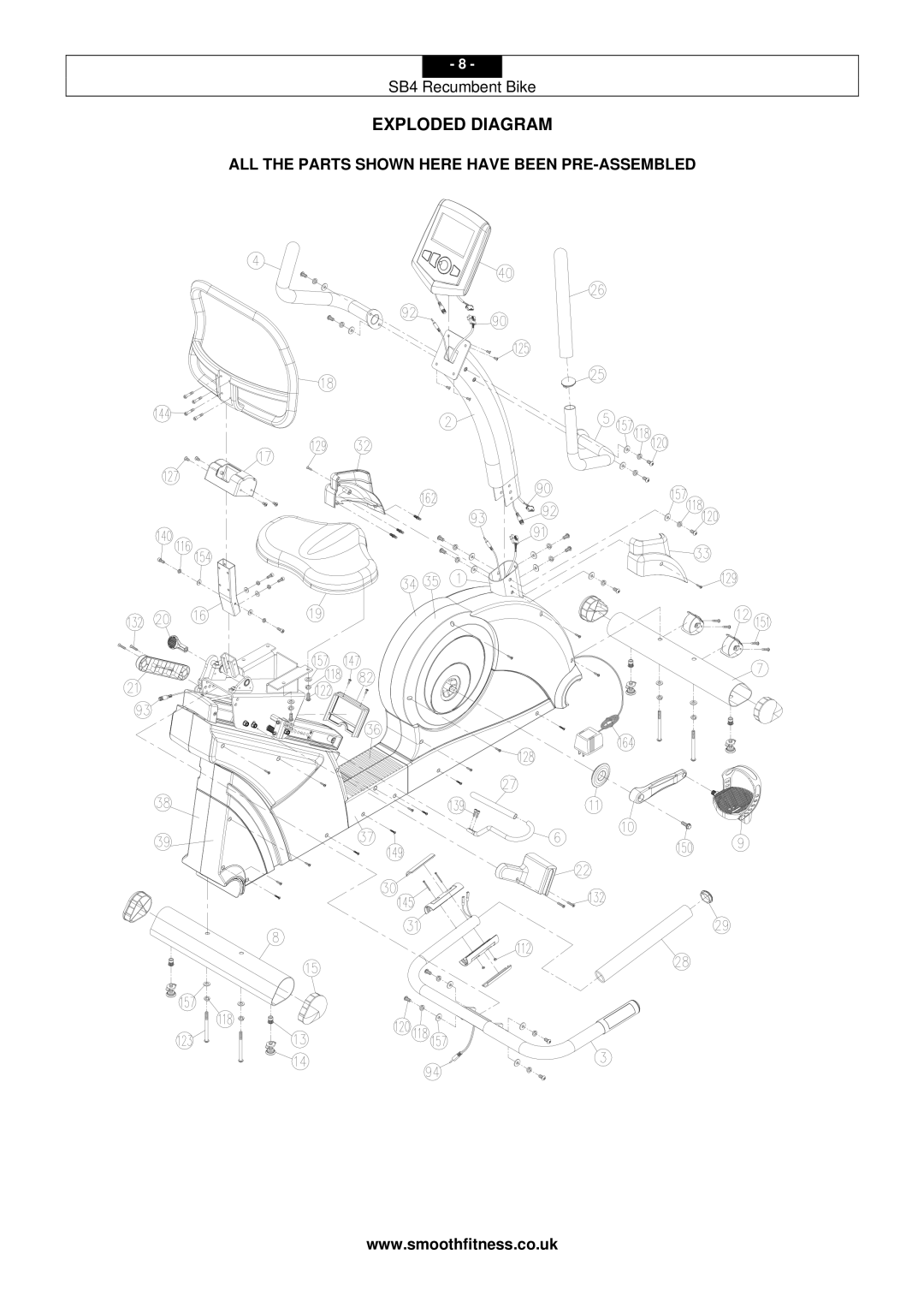 Smooth Fitness SB4 user manual Exploded Diagram 