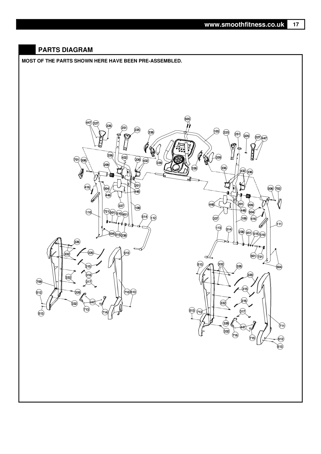 Smooth Fitness Smooth Agile Trainer user manual Parts Diagram 