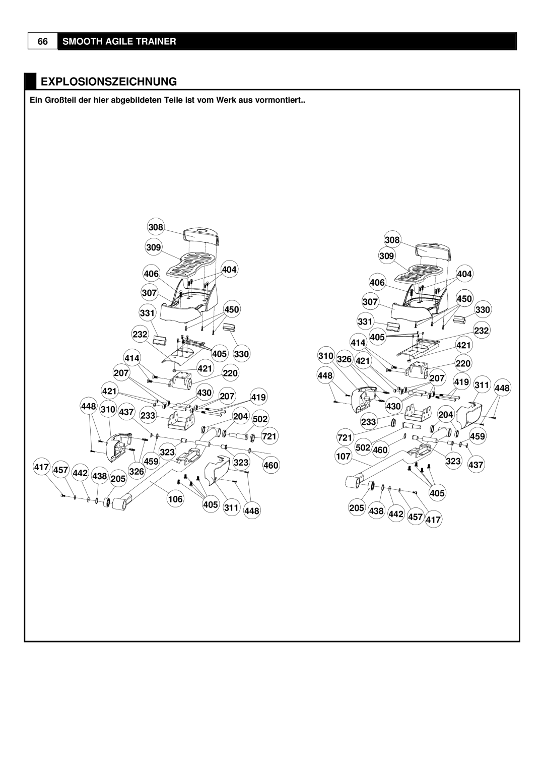 Smooth Fitness Smooth Agile Trainer user manual Explosionszeichnung 