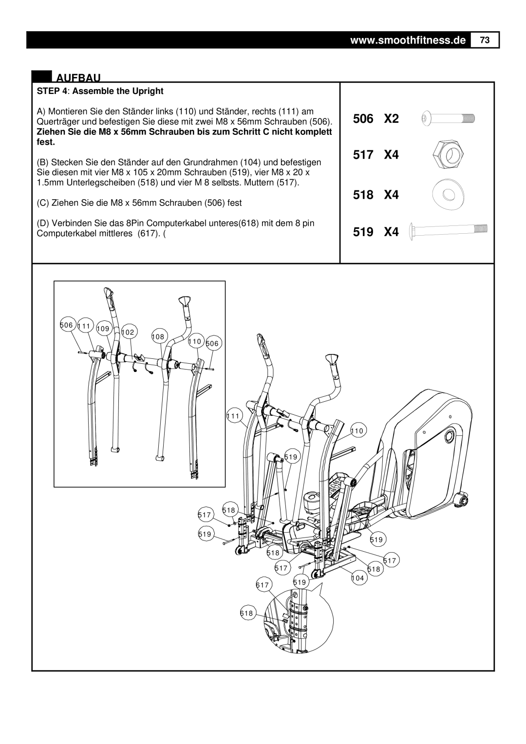 Smooth Fitness Smooth Agile Trainer user manual 506 1 109 102 108 110 519 517 518 517518 617 618 