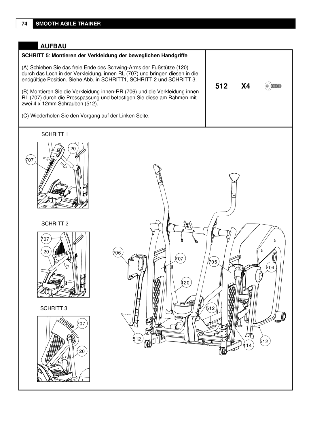 Smooth Fitness Smooth Agile Trainer user manual 707 120 706 704 512 114 