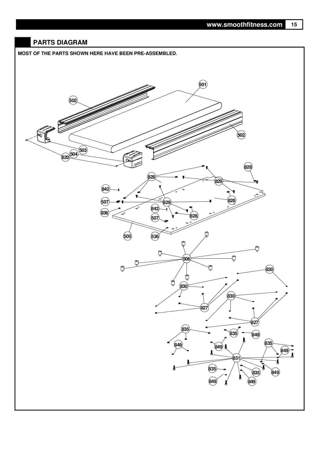 Smooth Fitness 6.45M Motorized Treadmill, ST-MNL-645-SMUS-1 user manual 501 502 