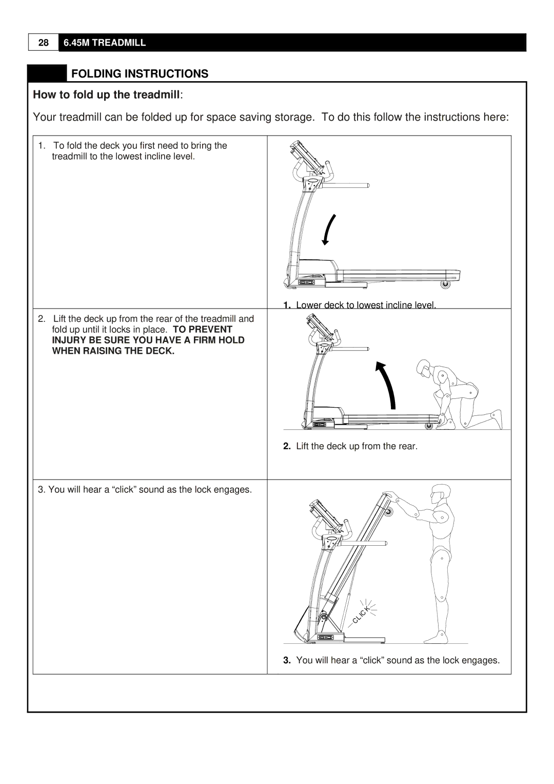 Smooth Fitness ST-MNL-645-SMUS-1, 6.45M Motorized Treadmill user manual Folding Instructions, How to fold up the treadmill 