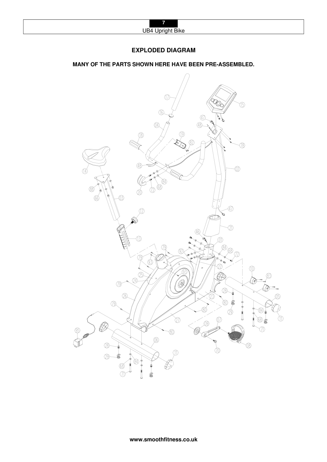 Smooth Fitness UB4 user manual Exploded Diagram 