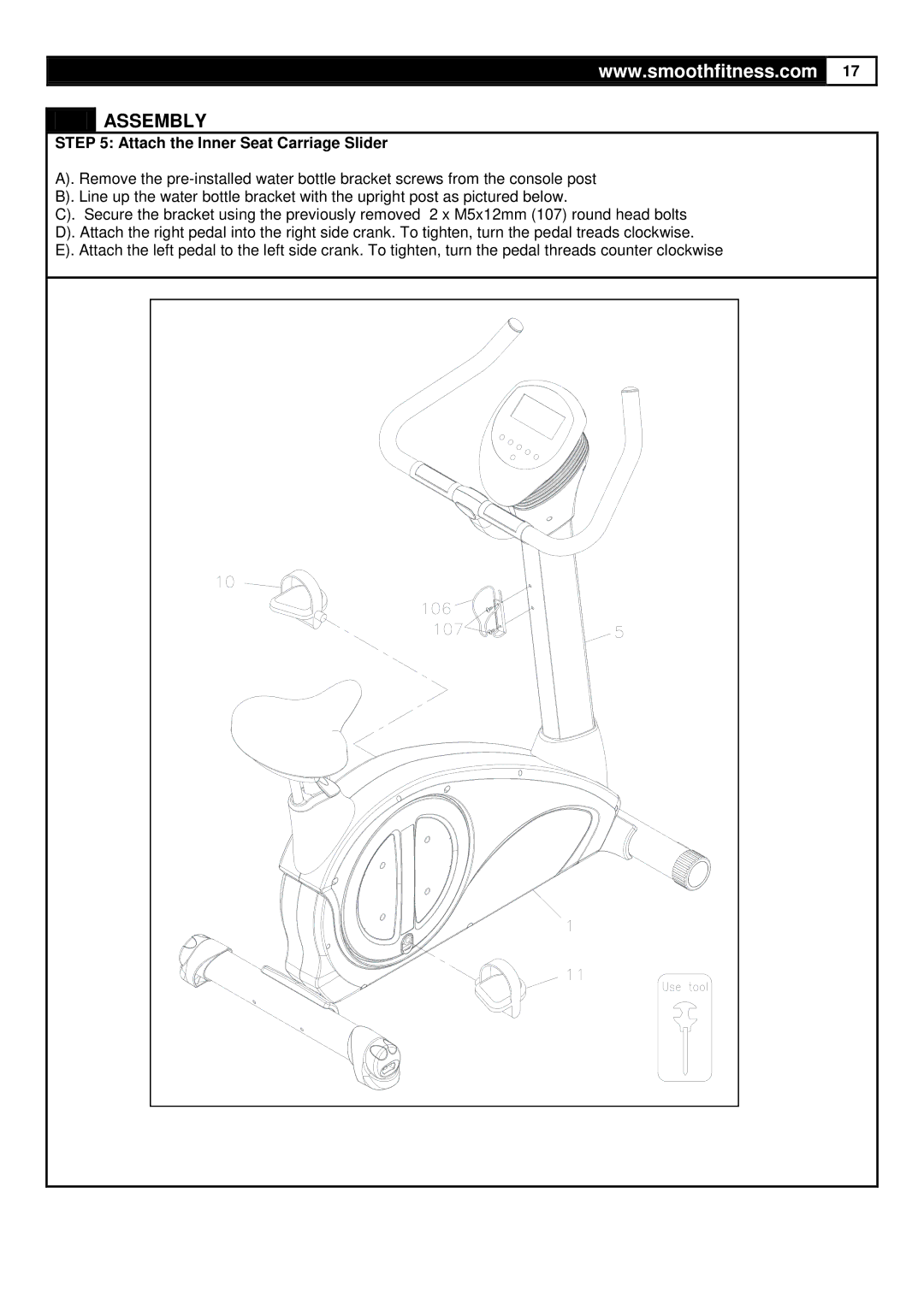 Smooth Fitness V380 user manual Attach the Inner Seat Carriage Slider 