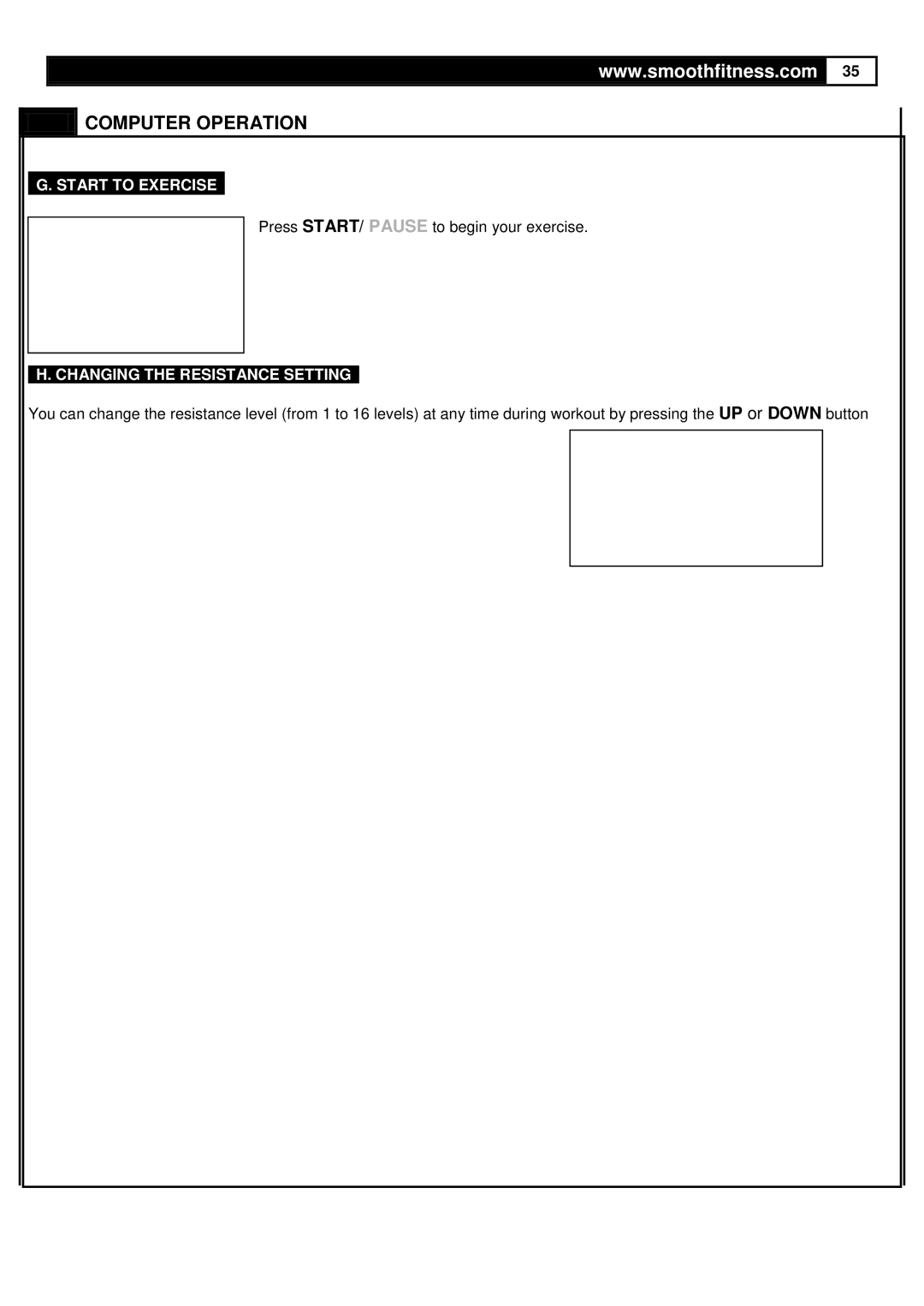 Smooth Fitness V380 user manual Start to Exercise 