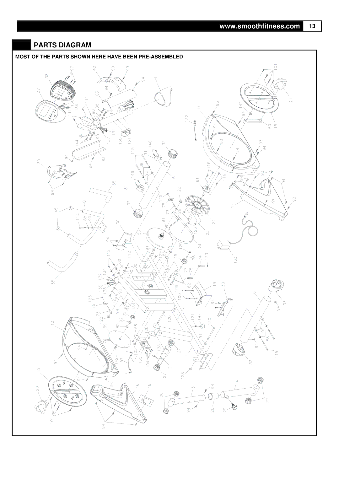 Smooth Fitness V390 user manual Parts Diagram 