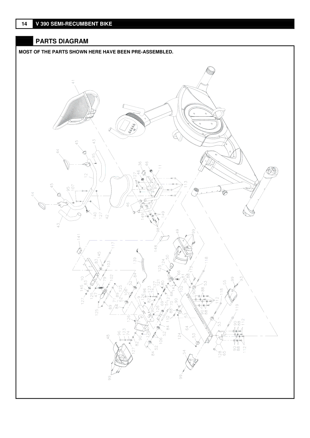 Smooth Fitness V390 user manual Parts Diagram 