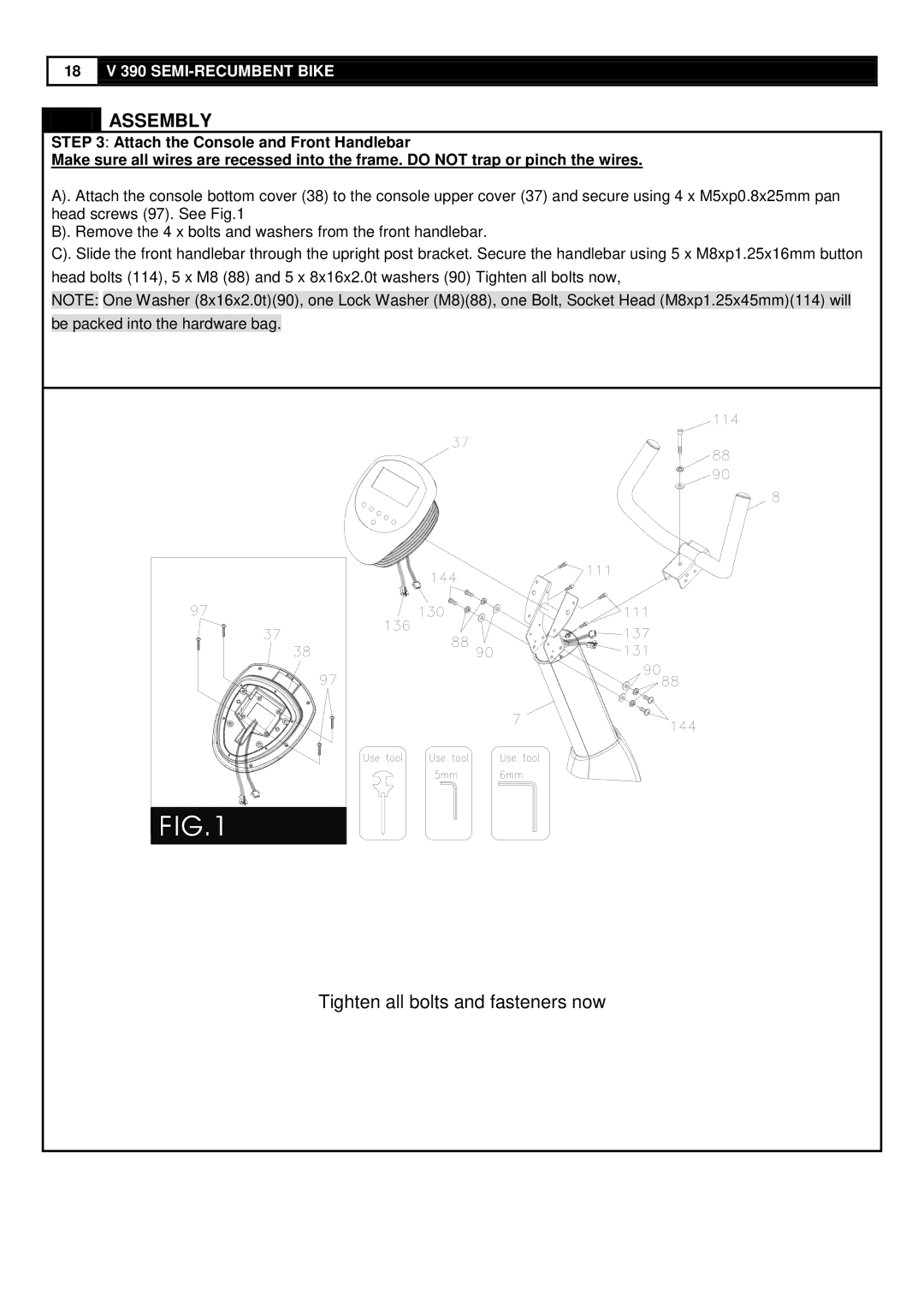 Smooth Fitness V390 user manual SEMI-RECUMBENT Bike 