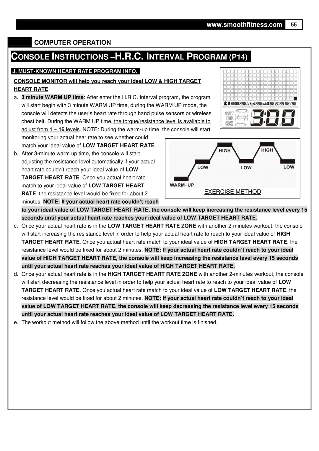 Smooth Fitness V390 user manual Heart Rate 