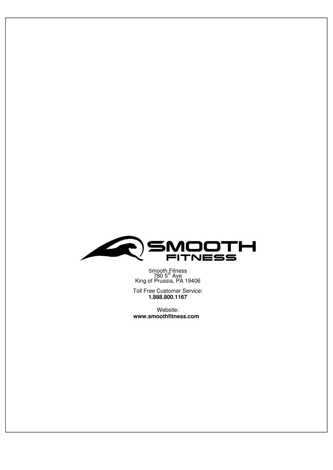 Smooth Fitness V390 user manual 888.800.1167 