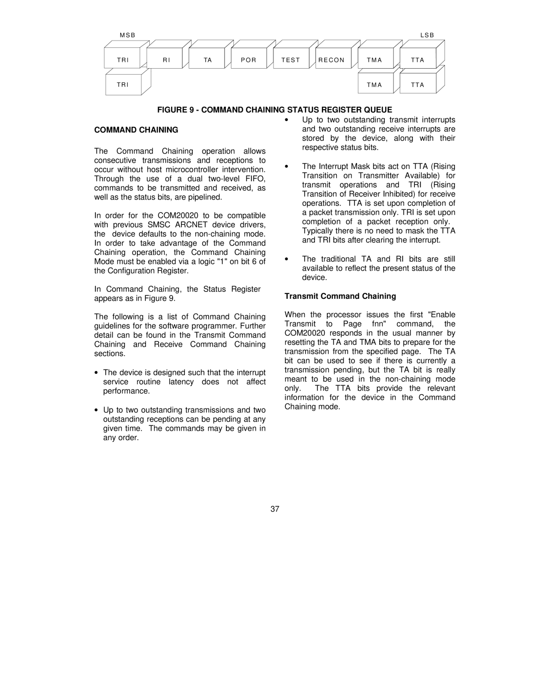 SMSC COM20020 manual Transmit Command Chaining 