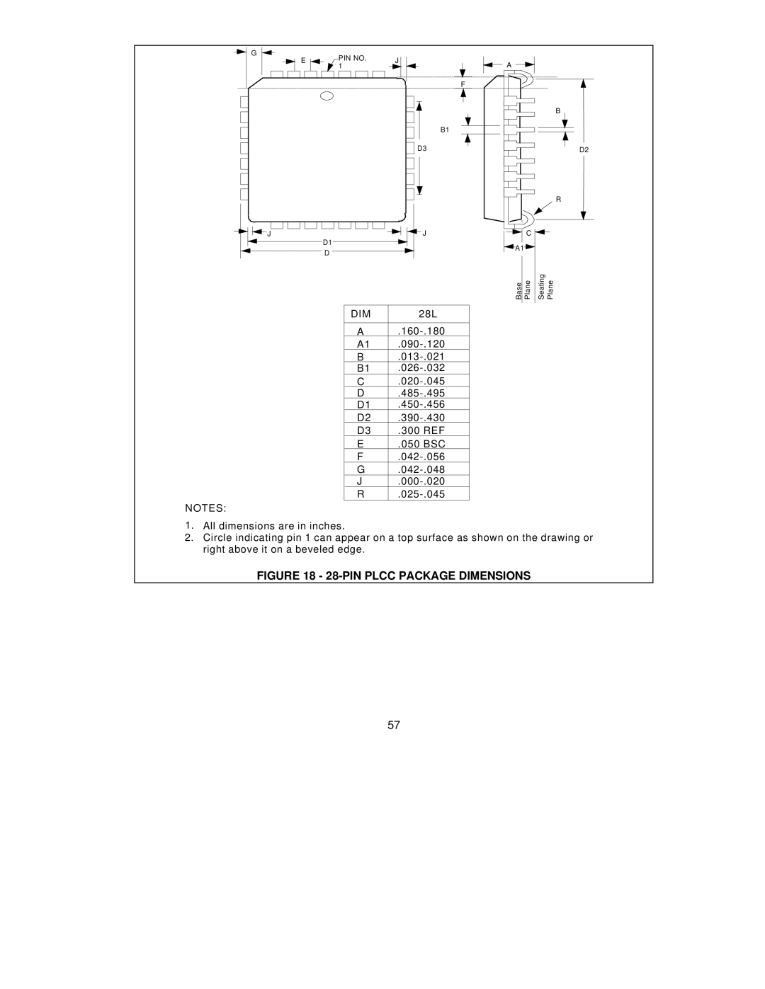 SMSC COM20020 manual PIN Plcc Package Dimensions 