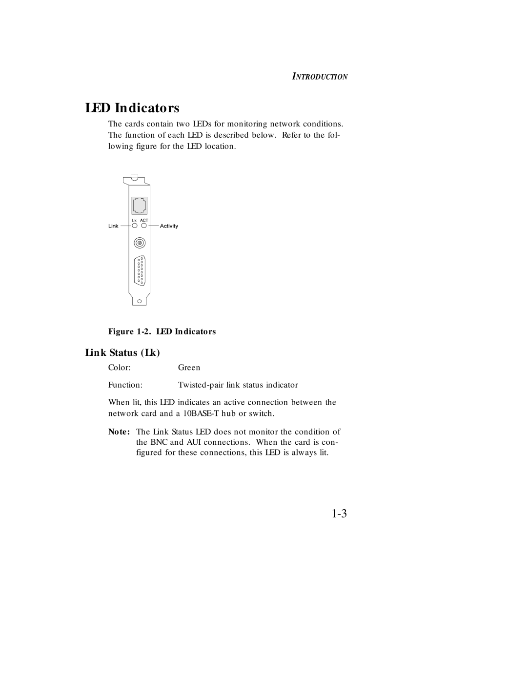 SMSC EZ Card 10 manual LED Indicators, Link Status Lk 