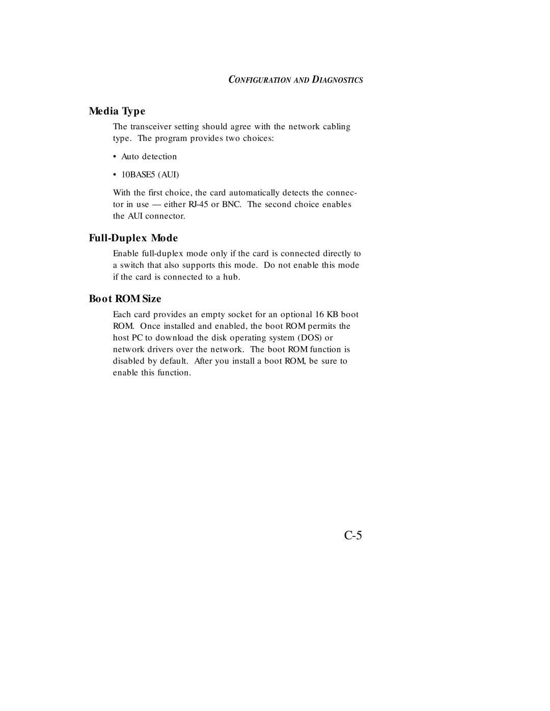 SMSC EZ Card 10 manual Media Type, Full-Duplex Mode, Boot ROM Size 