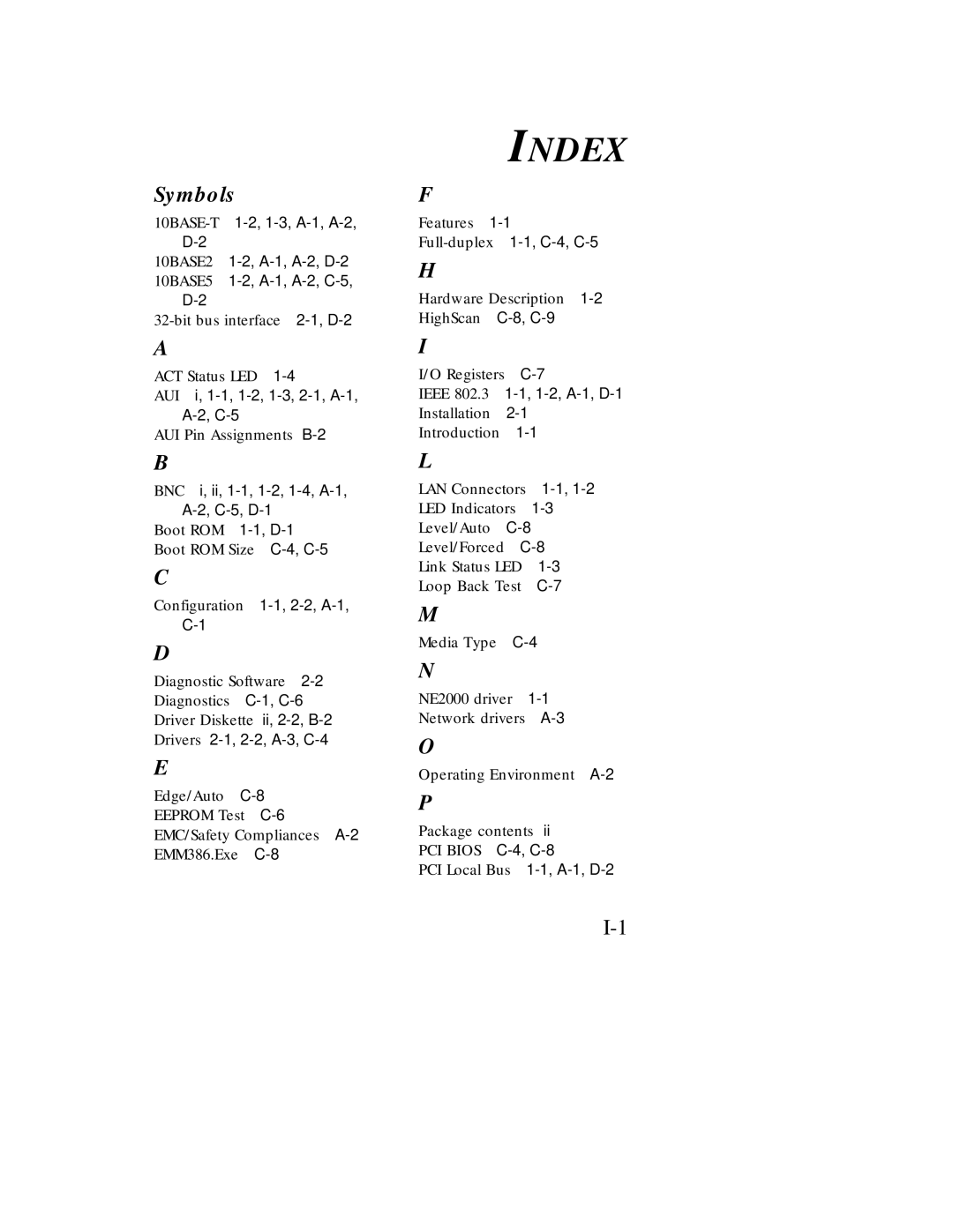 SMSC EZ Card 10 manual Index, Symbols 