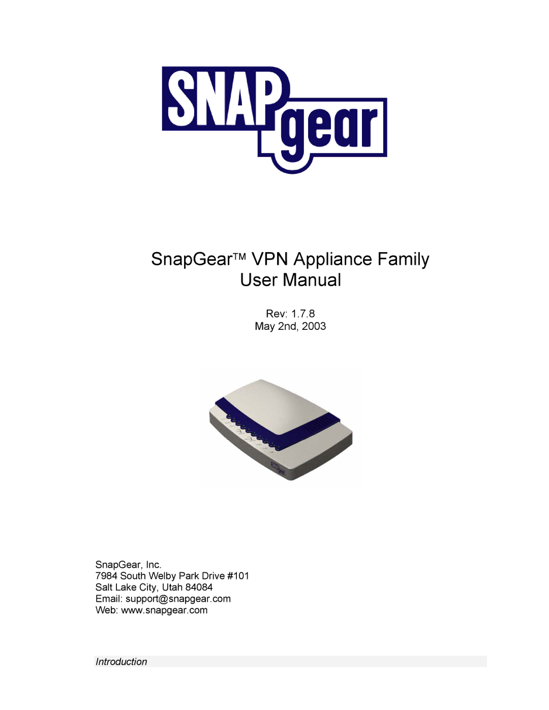 SnapGear 1.7.8 manual Rev May 2nd 