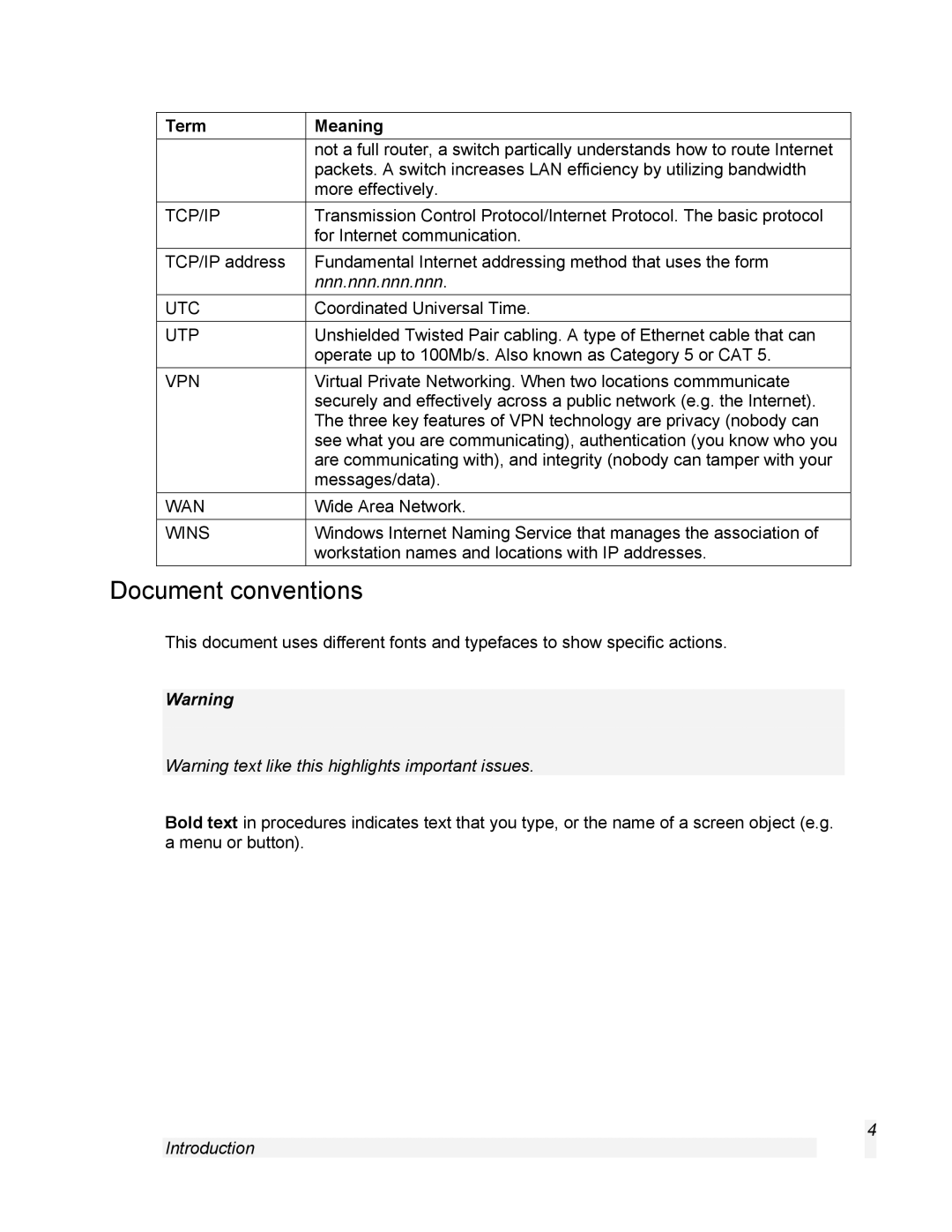 SnapGear 1.7.8 manual Document conventions, Tcp/Ip 