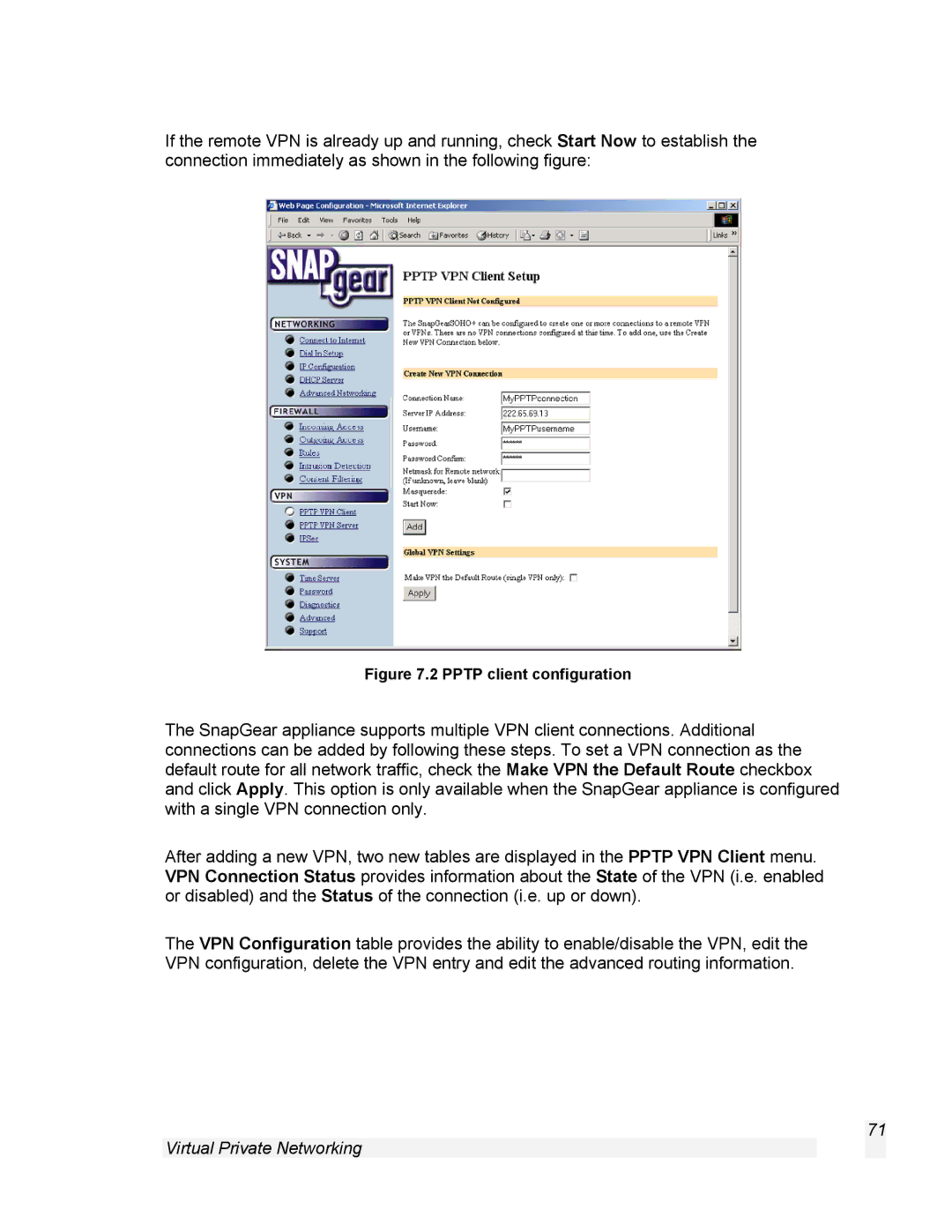 SnapGear 1.7.8 manual Pptp client configuration 