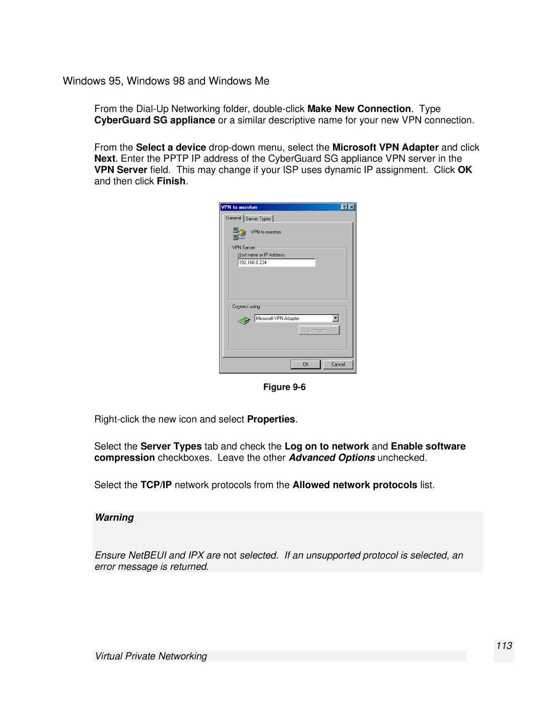 SnapGear 2.0.1 user manual Windows 95, Windows 98 and Windows Me 