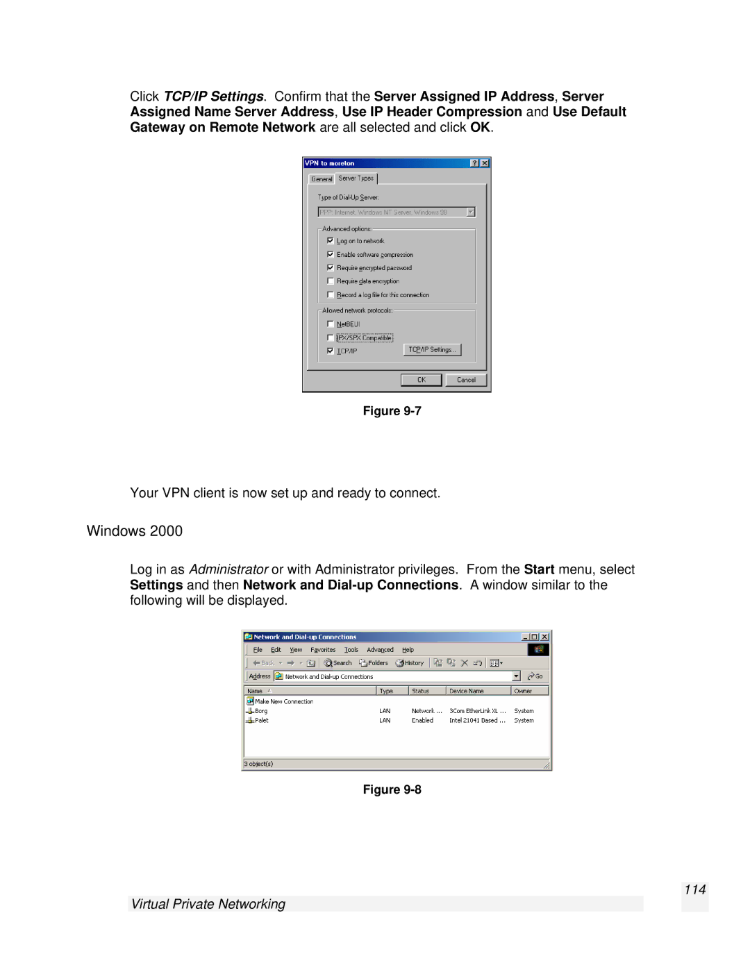 SnapGear 2.0.1 user manual Windows, Virtual Private Networking 