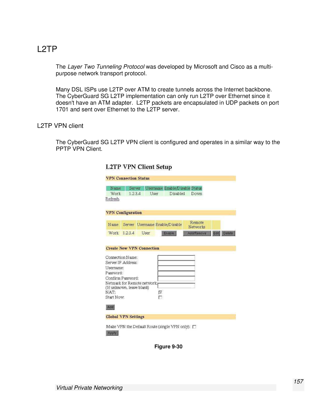 SnapGear 2.0.1 user manual L2TP VPN client, Virtual Private Networking 