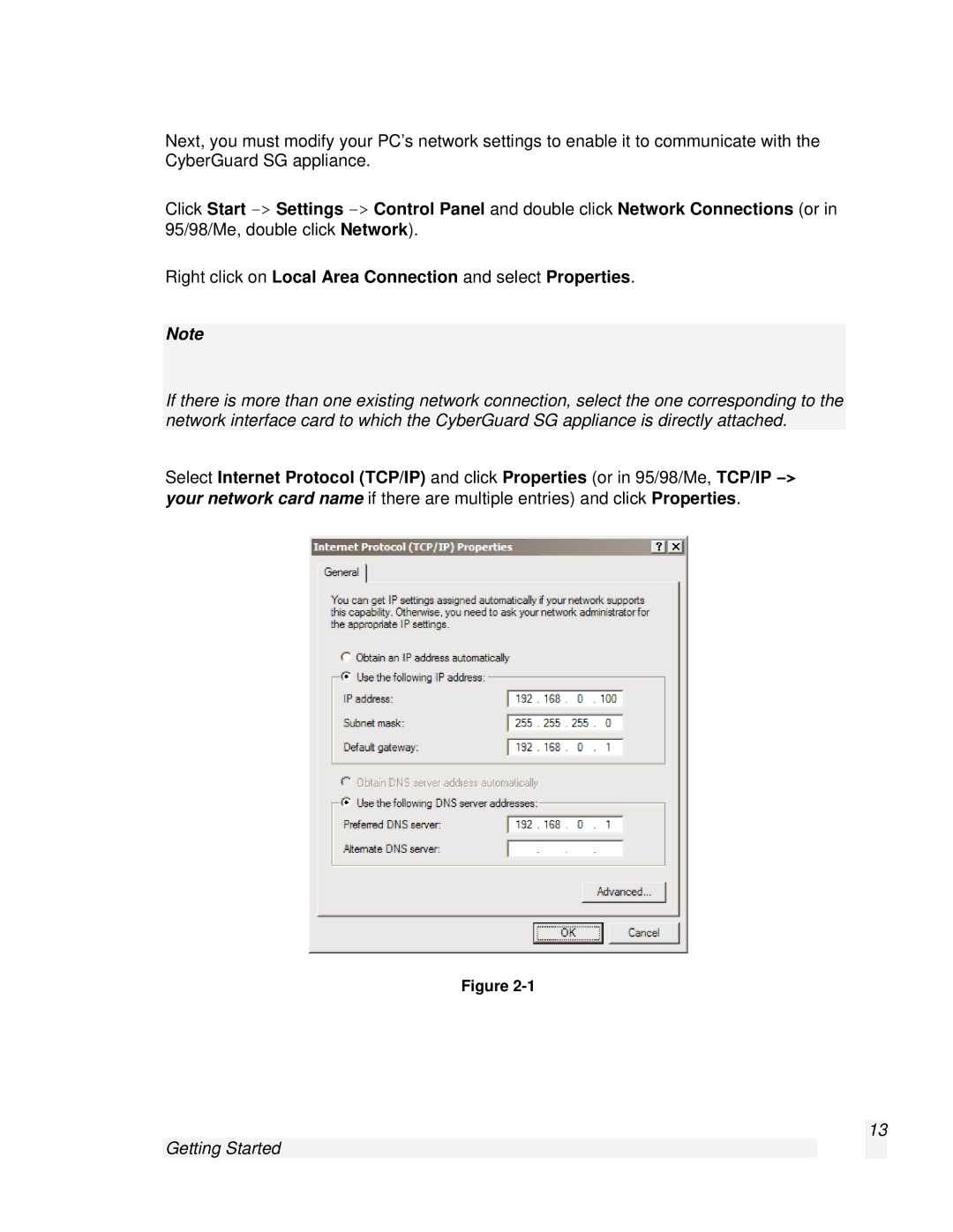 SnapGear 2.0.1 user manual Right click on Local Area Connection and select Properties 