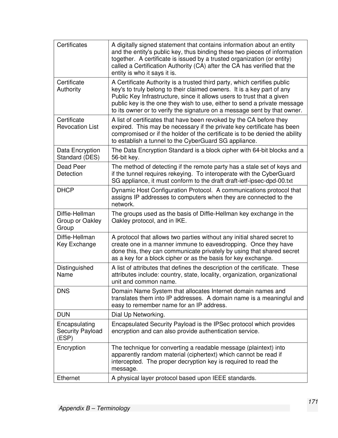 SnapGear 2.0.1 user manual Dns, Appendix B Terminology 