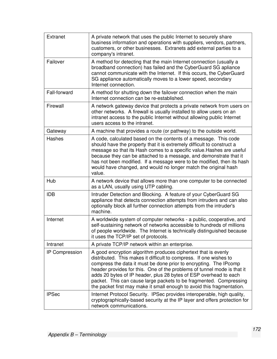 SnapGear 2.0.1 user manual Idb, Appendix B Terminology 