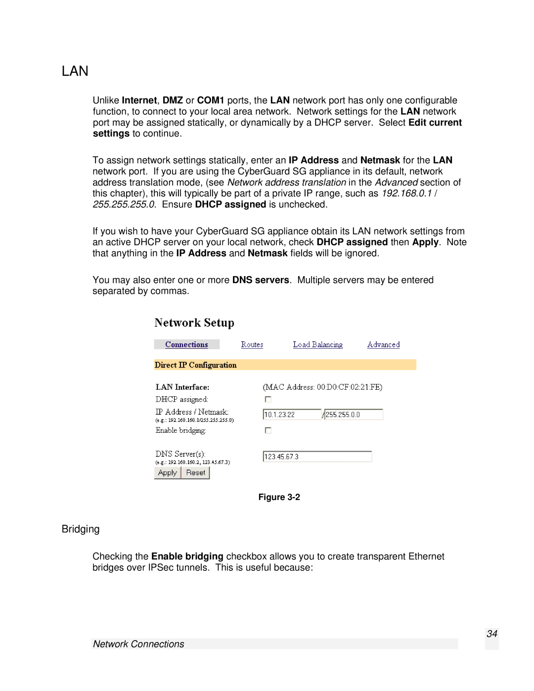 SnapGear 2.0.1 user manual Lan, Bridging 