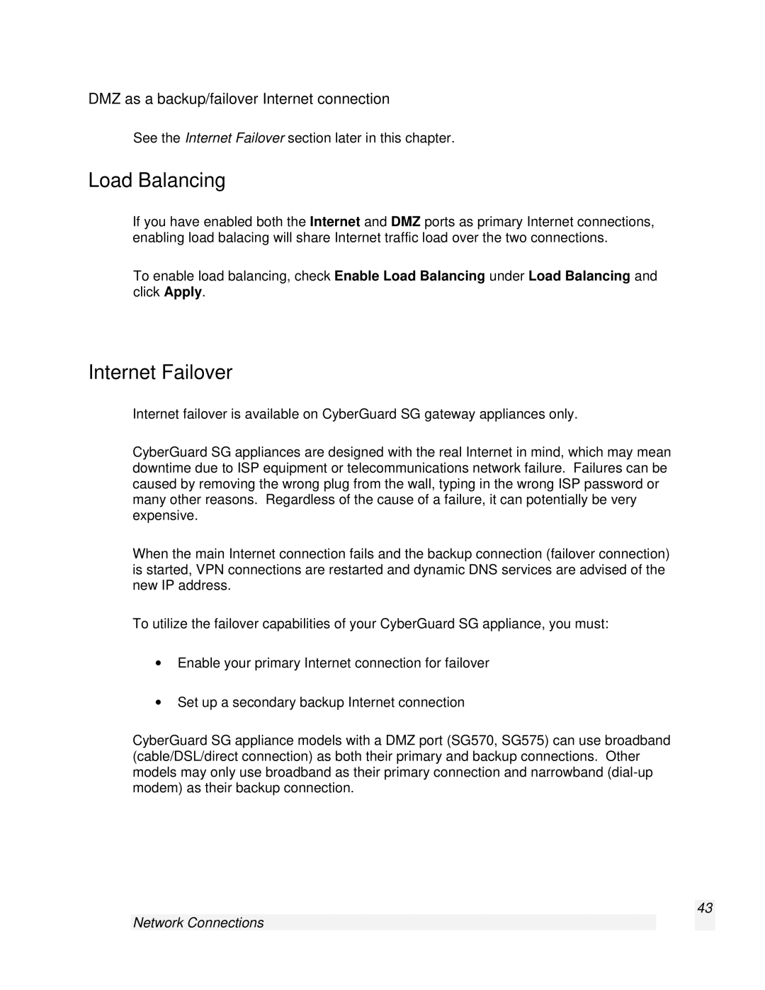 SnapGear 2.0.1 user manual Load Balancing, Internet Failover, DMZ as a backup/failover Internet connection 