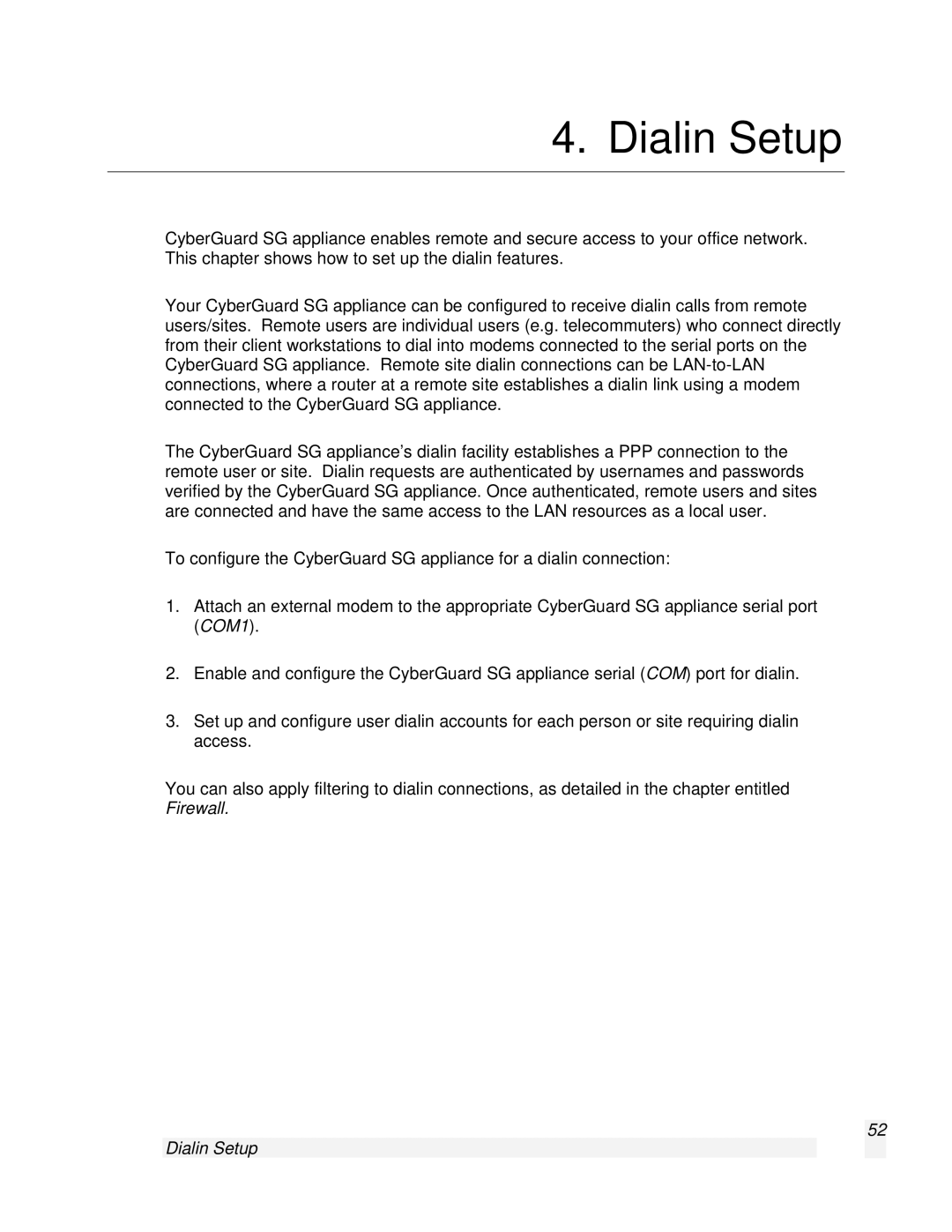 SnapGear 2.0.1 user manual Dialin Setup 