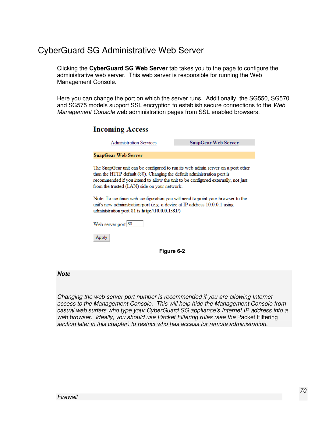 SnapGear 2.0.1 user manual CyberGuard SG Administrative Web Server 