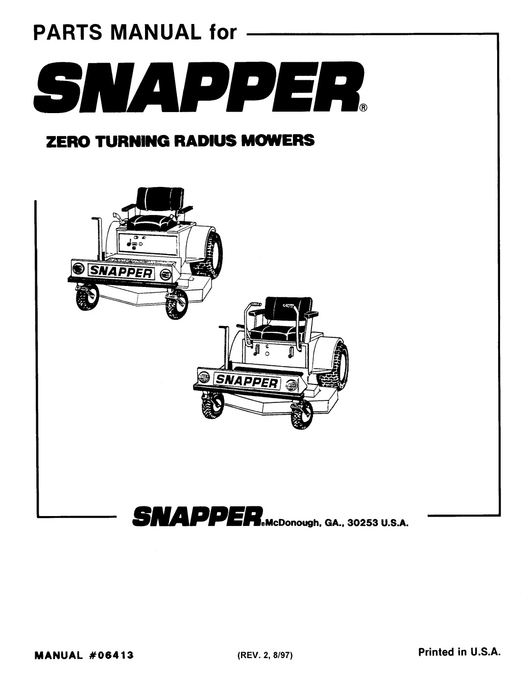 Snapper 06413 manual 