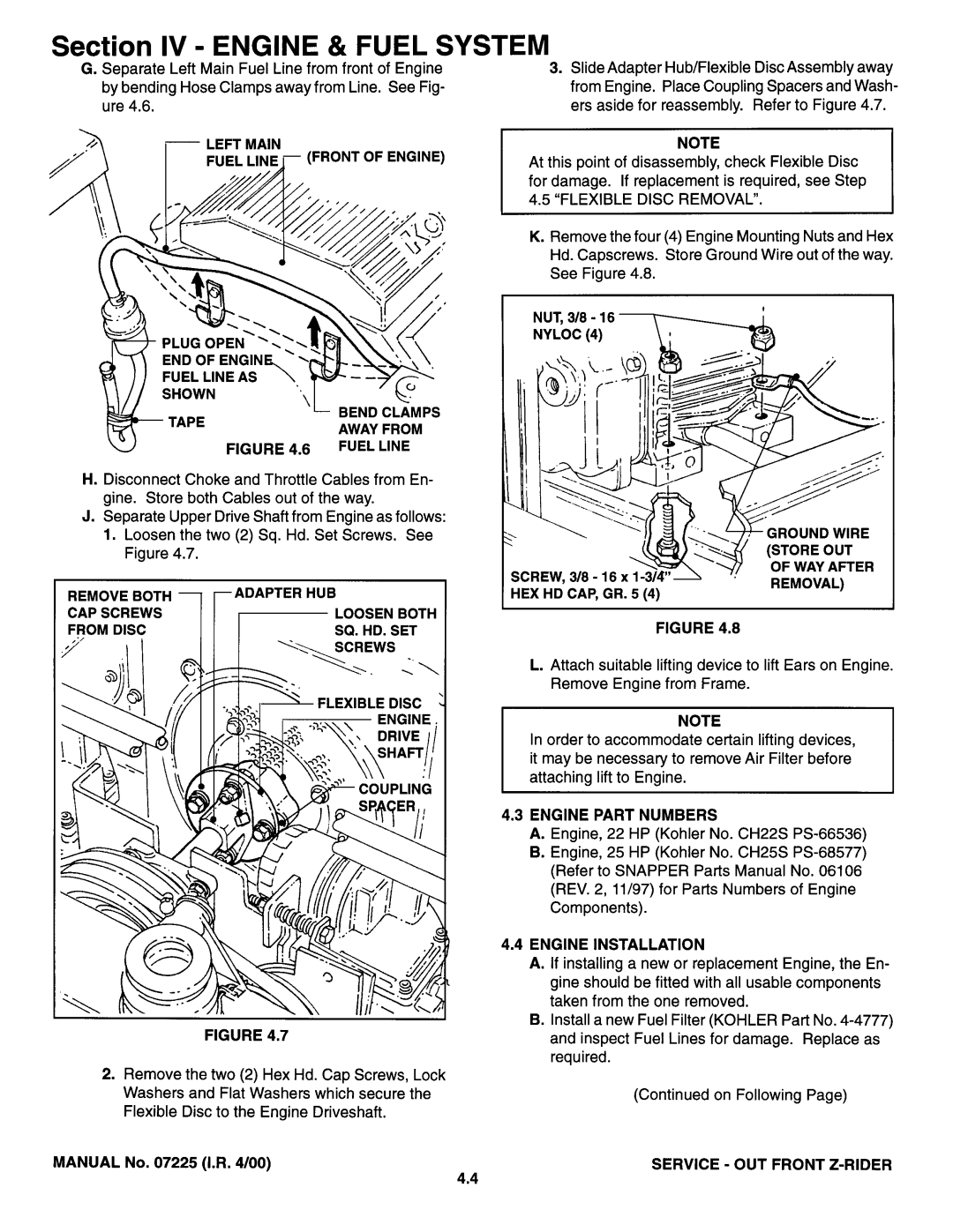 Snapper 07225 manual 